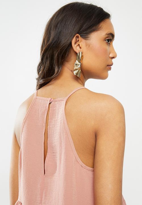 VELVET - Tiered halter cami - dusty coral