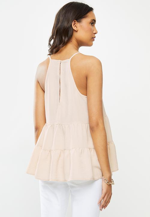 VELVET - Tiered halter cami - cream