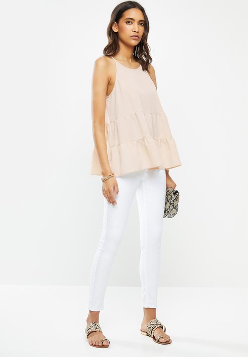 VELVET - Tiered halter cami - cream