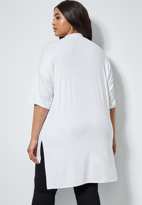 Superbalist - High neck longline T-shirt - white