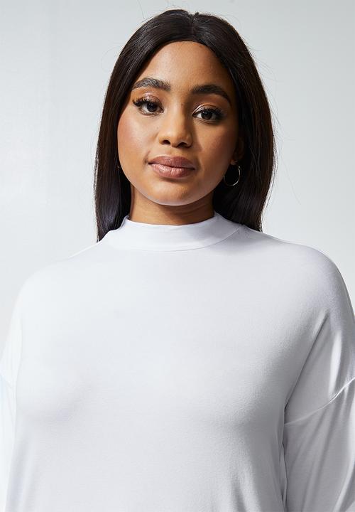 Superbalist - High neck longline T-shirt - white