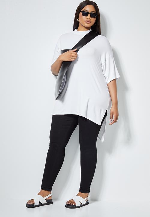 Superbalist - High neck longline T-shirt - white