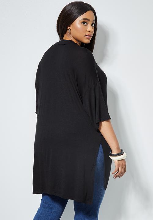 Superbalist - High neck longline T-shirt - black