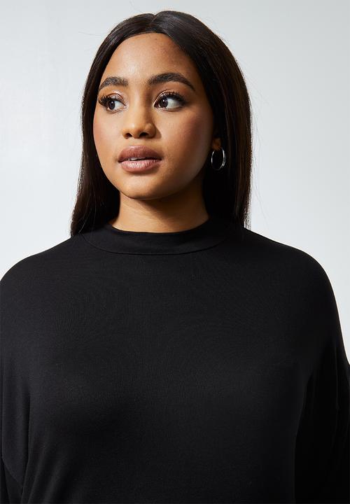 Superbalist - High neck longline T-shirt - black