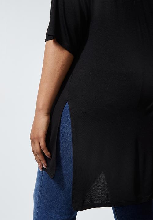 Superbalist - High neck longline T-shirt - black