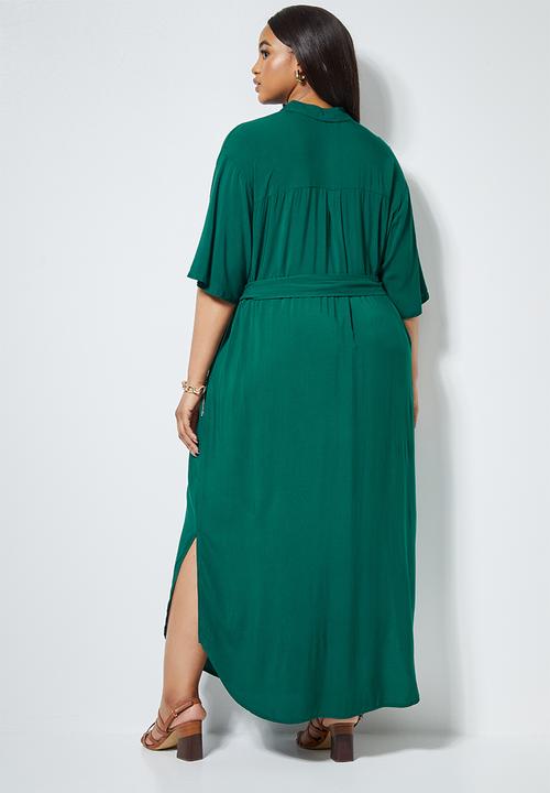 Superbalist - Short sleeve maxi shirt dress - bottle green