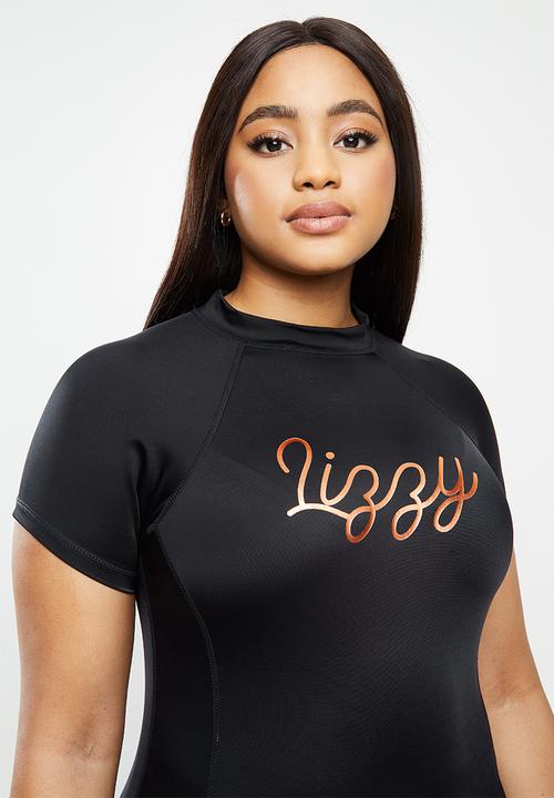 Lizzy - Plus size janis cap sleeve rash vest - black
