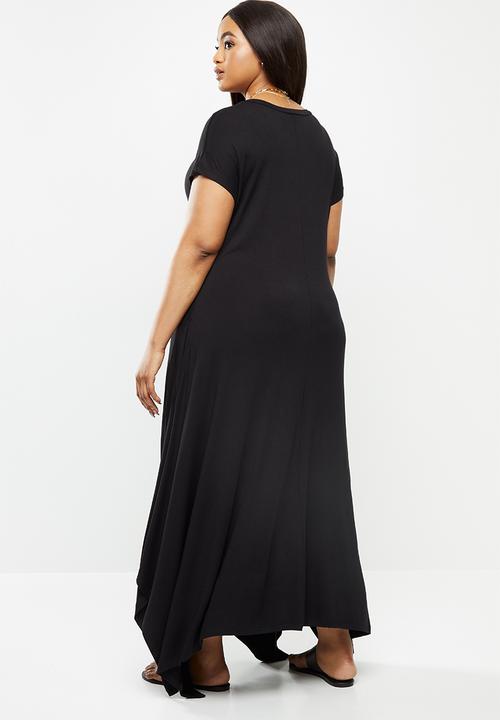 Me&B - Plus easy knit hanky dress - black
