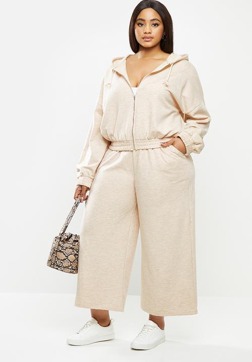 Me&B - Plus zip-through track top - beige