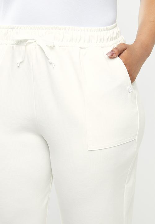 Me&B - Plus fleece tapered leg track pant - cream