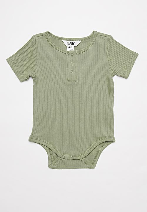 Cotton On - 2 pack short sleeve button bubbysuit - blue/green