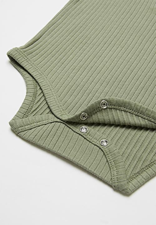 Cotton On - 2 pack short sleeve button bubbysuit - blue/green