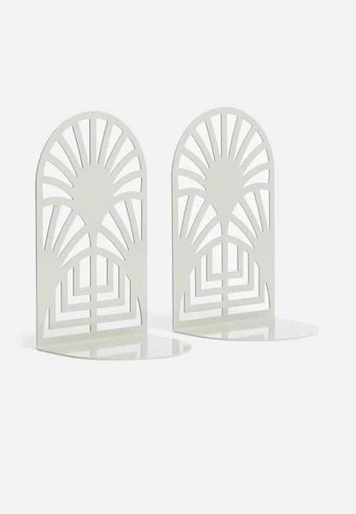 Emerging Creatives - Art deco bookend set of 2 - clay grey