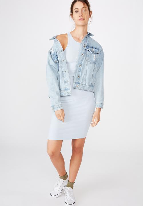 Cotton On - Kirsty racerback bodycon midi dress - chambray blue marle rib