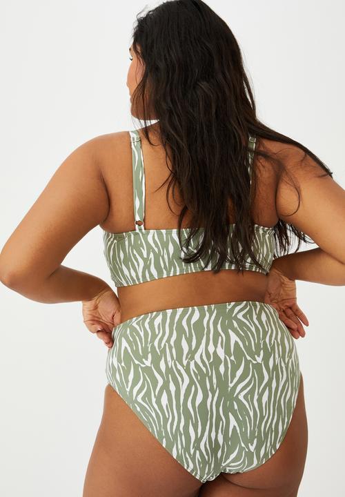 Cotton On - Curve high waisted full bikini bottom - khaki zebra