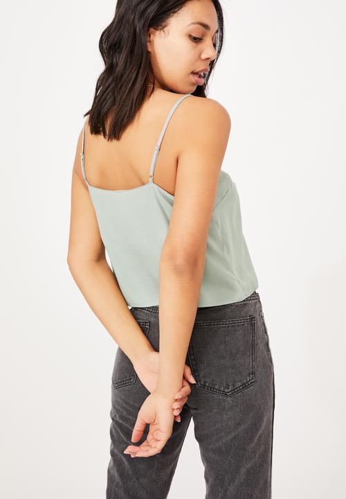 Cotton On - Astrid straight neck cropped cami - jade