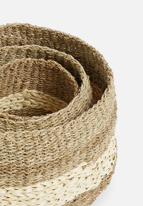 H&S - Palm leaft basket set of 3 - natural