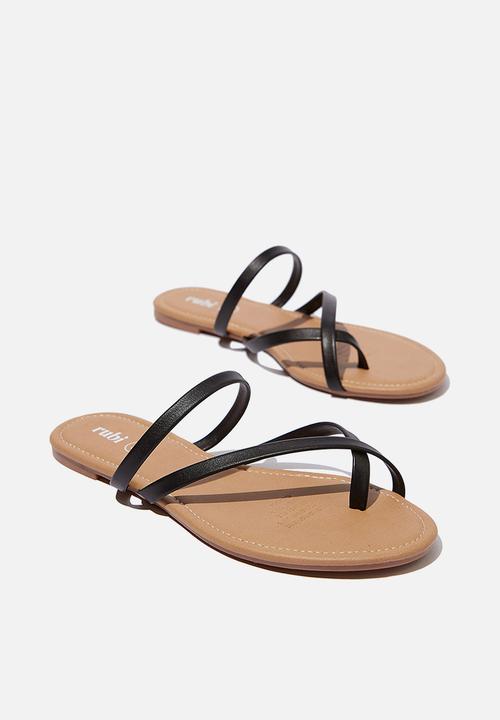 Cotton On - Everyday strappy toe loop slide - black