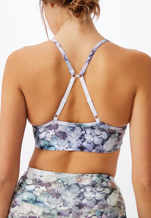 Cotton On - Workout yoga crop - inky bubbles pink