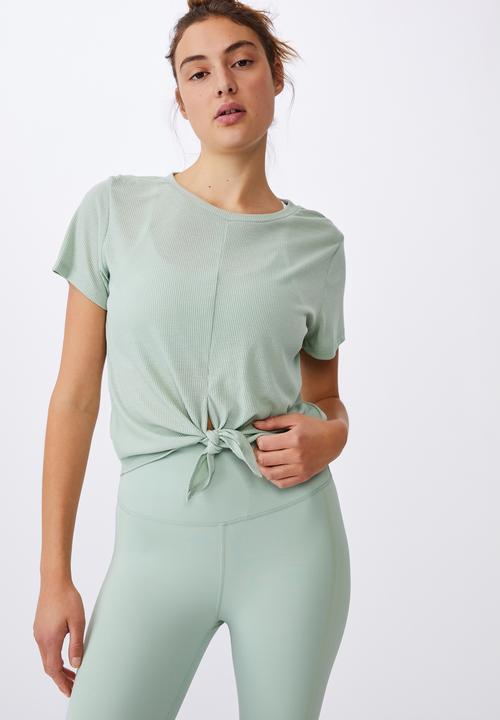 Cotton On - Tie up rib T-shirt - mint chip