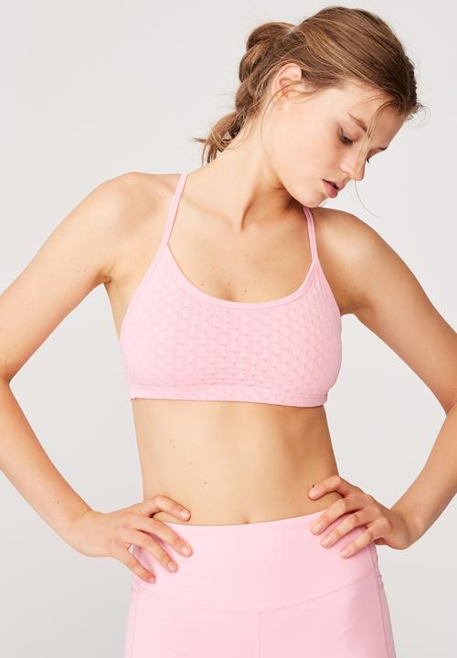 Cotton On - Workout yoga crop - strawberry milkshake texture