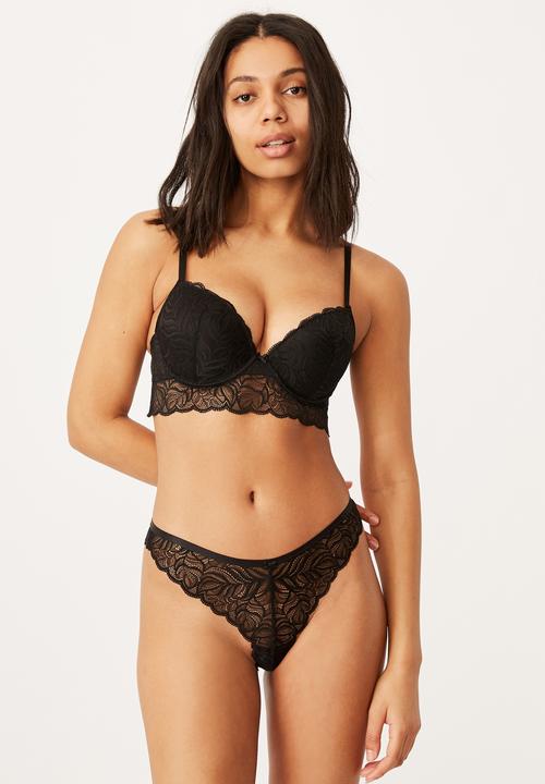 Cotton On - Summer lace longline push up - black