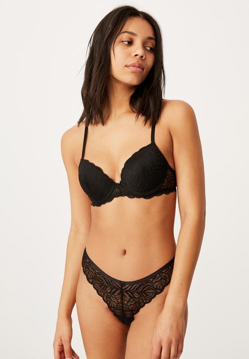 Cotton On - Summer lace underwire bra - black