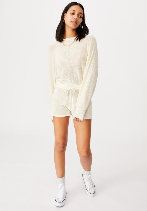 Cotton On - Match me knit short - seashell white