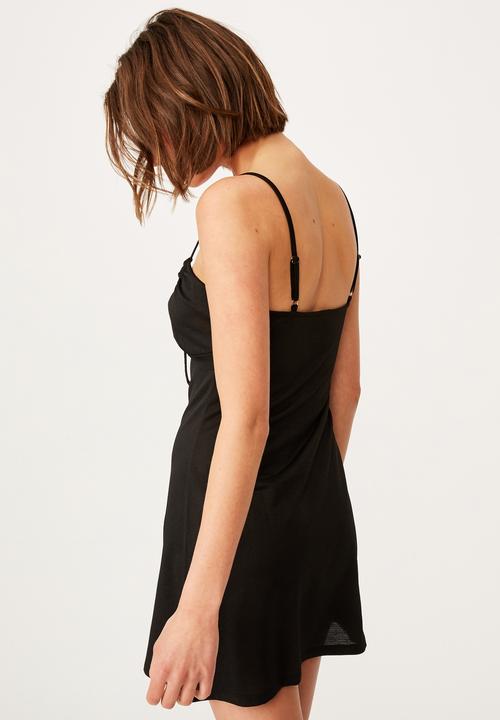 Cotton On - Tinsley tie front mini dress - black