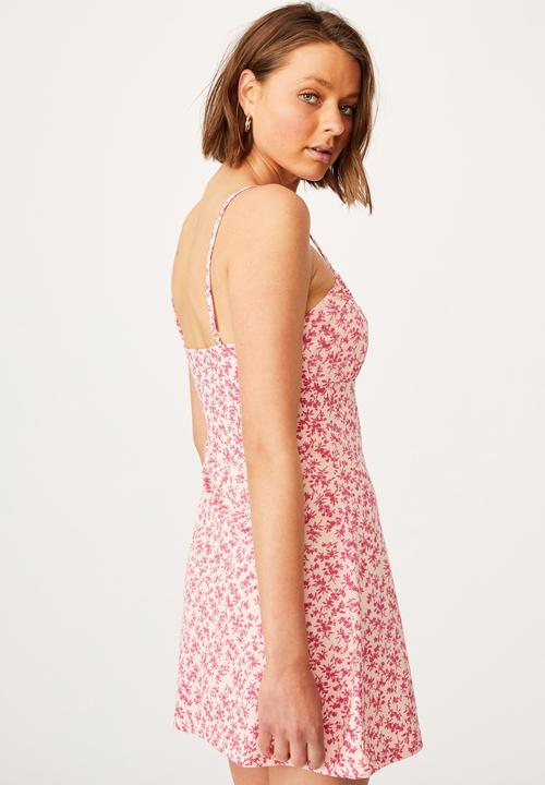 Cotton On - Tinsley tie front mini dress - spring pink