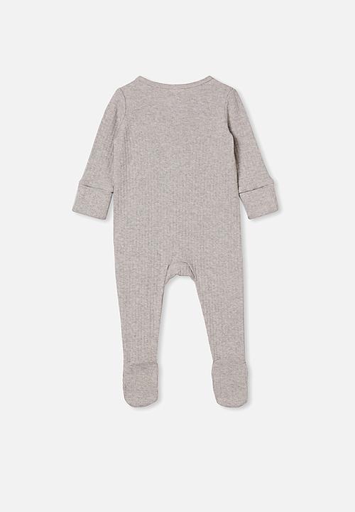Cotton On - Organic newborn zip through romper - cloud marle