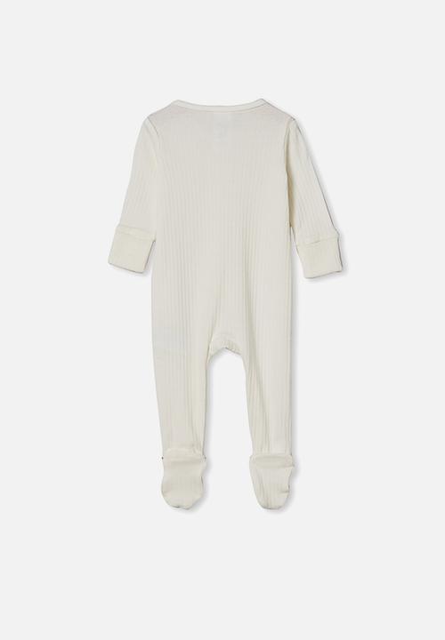 Cotton On - Organic newborn zip through romper - milk