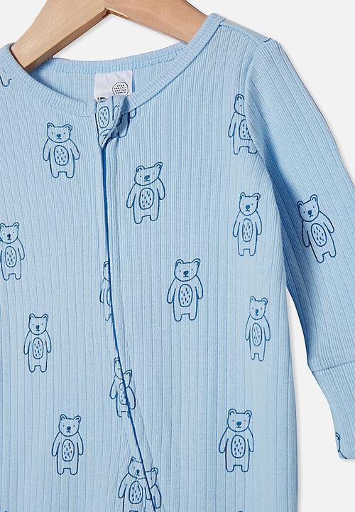 Cotton On - Organic newborn zip through romper - blue