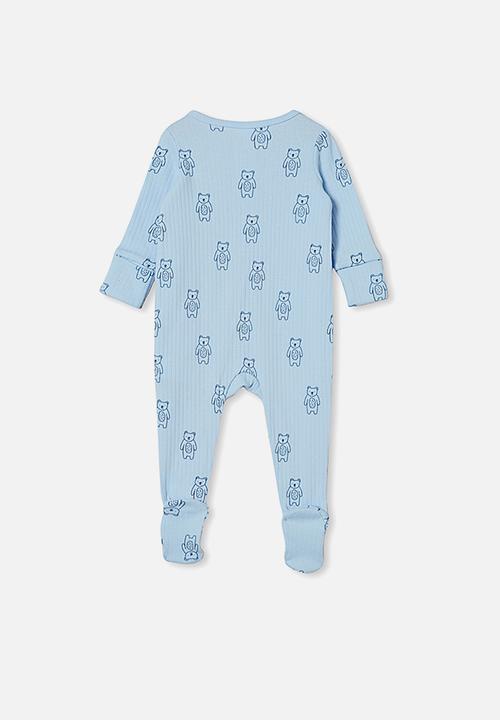 Cotton On - Organic newborn zip through romper - blue