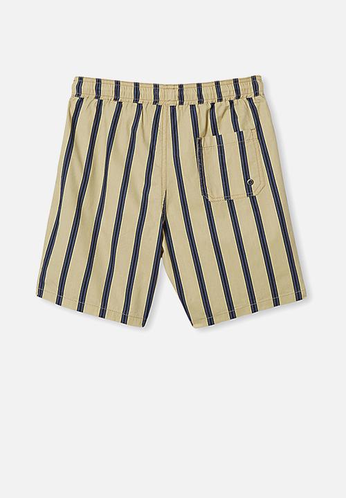 Free by Cotton On - Boys volly short - semolina vertical stripe