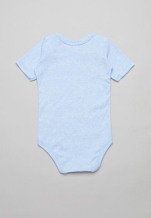 Pop Candy - 2 Pack short sleeve body vests - blue & white