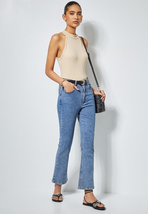 Superbalist - 2 Pack hi neck cutaway bodysuit - white & stone