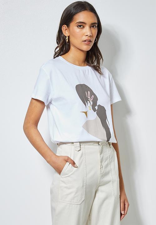 Superbalist - Printed tee - clips on the runway - white 