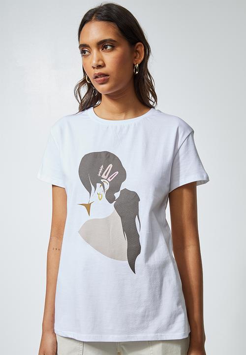 Superbalist - Printed tee - clips on the runway - white 