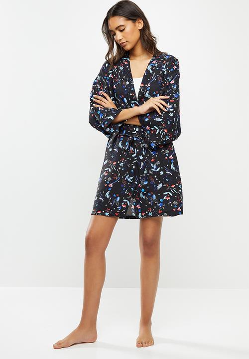 Superbalist - Short robe - black based  floral