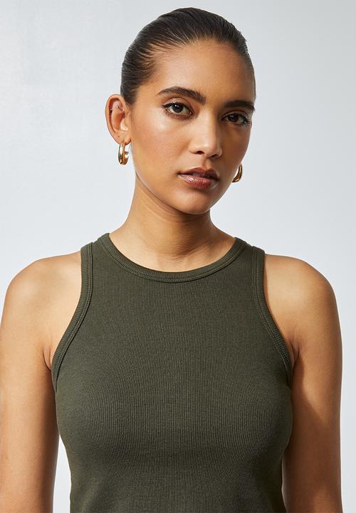 Superbalist - Single lycra rib vest - khaki