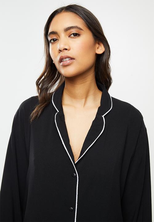 Superbalist - Sleep shirt & pants set - black