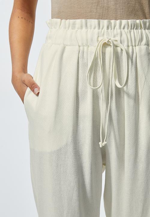 Superbalist - Linen blend paperbag pants - white