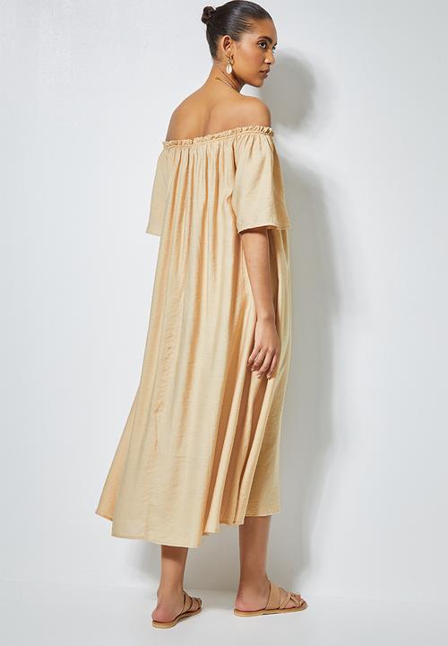 Superbalist - Off the shoulder midi with tier - neutral