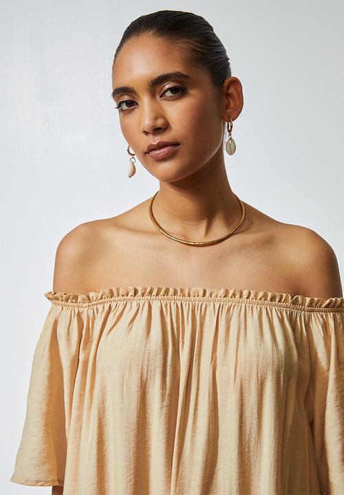 Superbalist - Off the shoulder midi with tier - neutral