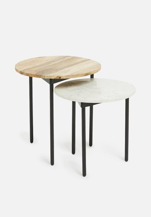 Sixth Floor - Juniper side tables - brown & white