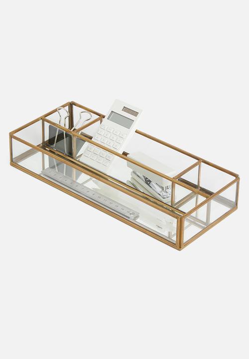 Sixth Floor - Brass antique desk organiser - gold