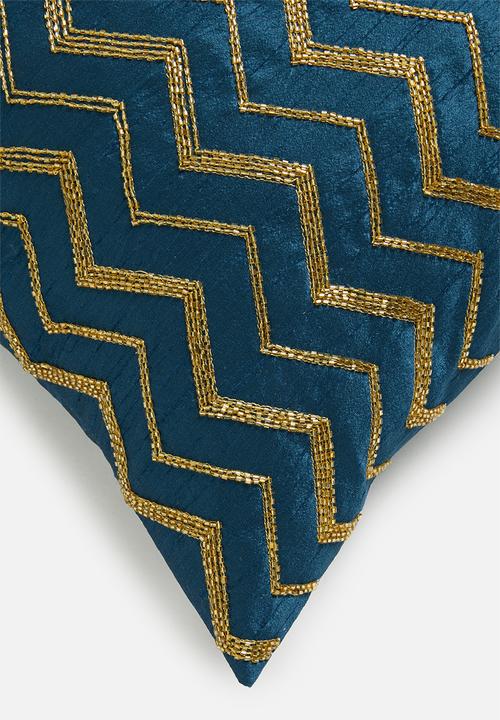 Sixth Floor - Verve cushion cover - teal & gold