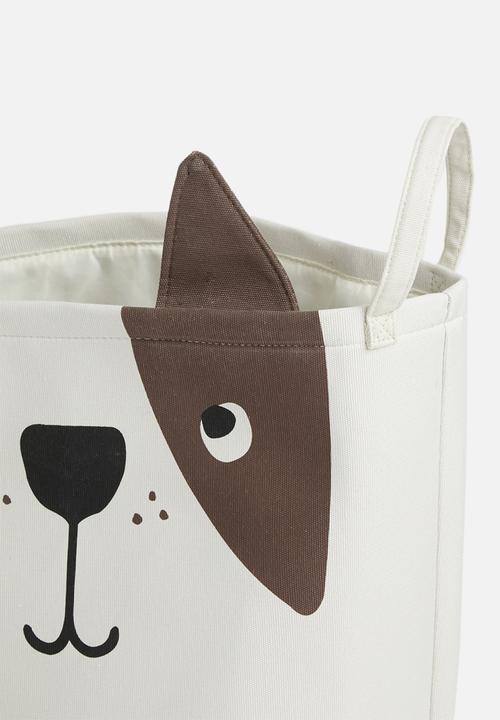Sixth Floor - Dog canvas storage basket - white & brown