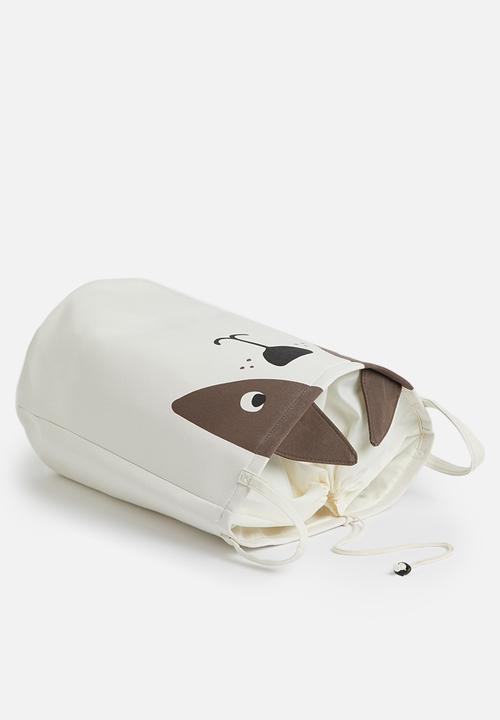 Sixth Floor - Dog canvas storage basket - white & brown